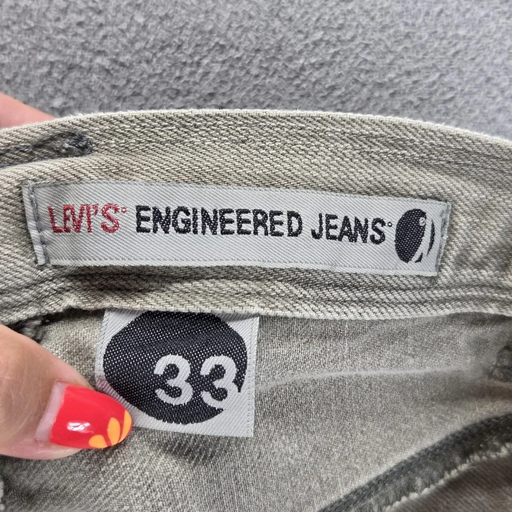 Vintage Levis Engineered Jeans Mens Gray Cinch Back Twisted Flap Fits 33x30